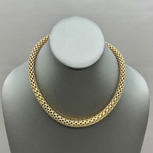 Mesh Chain Necklace Women Gold Tone Woven Link Lobster Claw Clasp Fashion Jewel